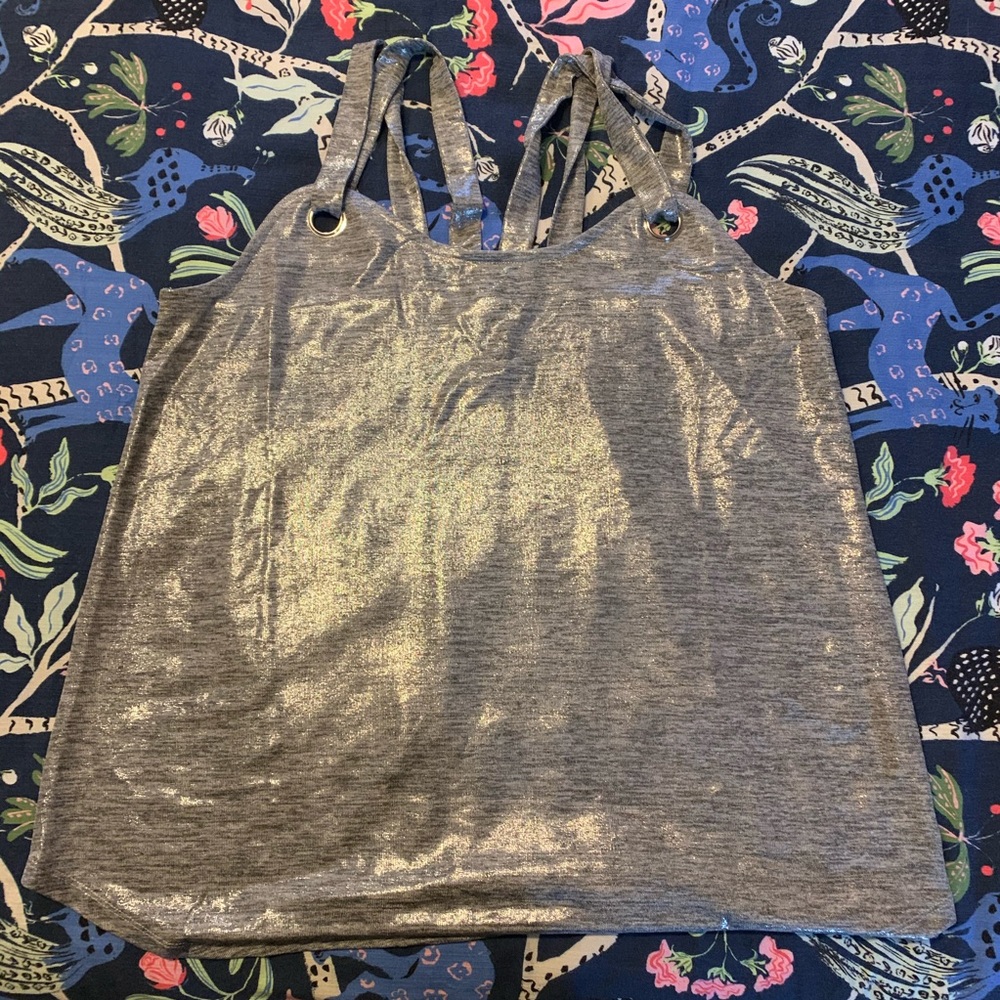 Silver Metallic Strappy Tank/Cami with